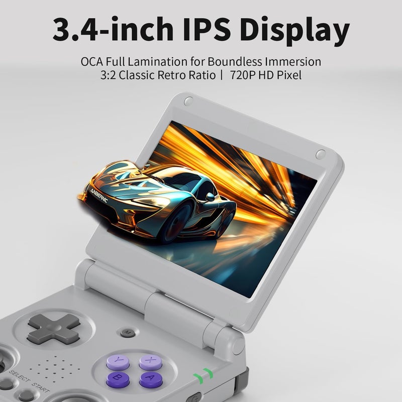 GiipGoop RG34XXSP Retro Handheld Game Console RG34XX SP Retro Gaming Console with 64G Preloaded 5000+ Games,3300 mAh Battey, Portable Pocket Arcade Support 30+ Simulators 5G WiFi Bluetooth HD Gray - Image 3